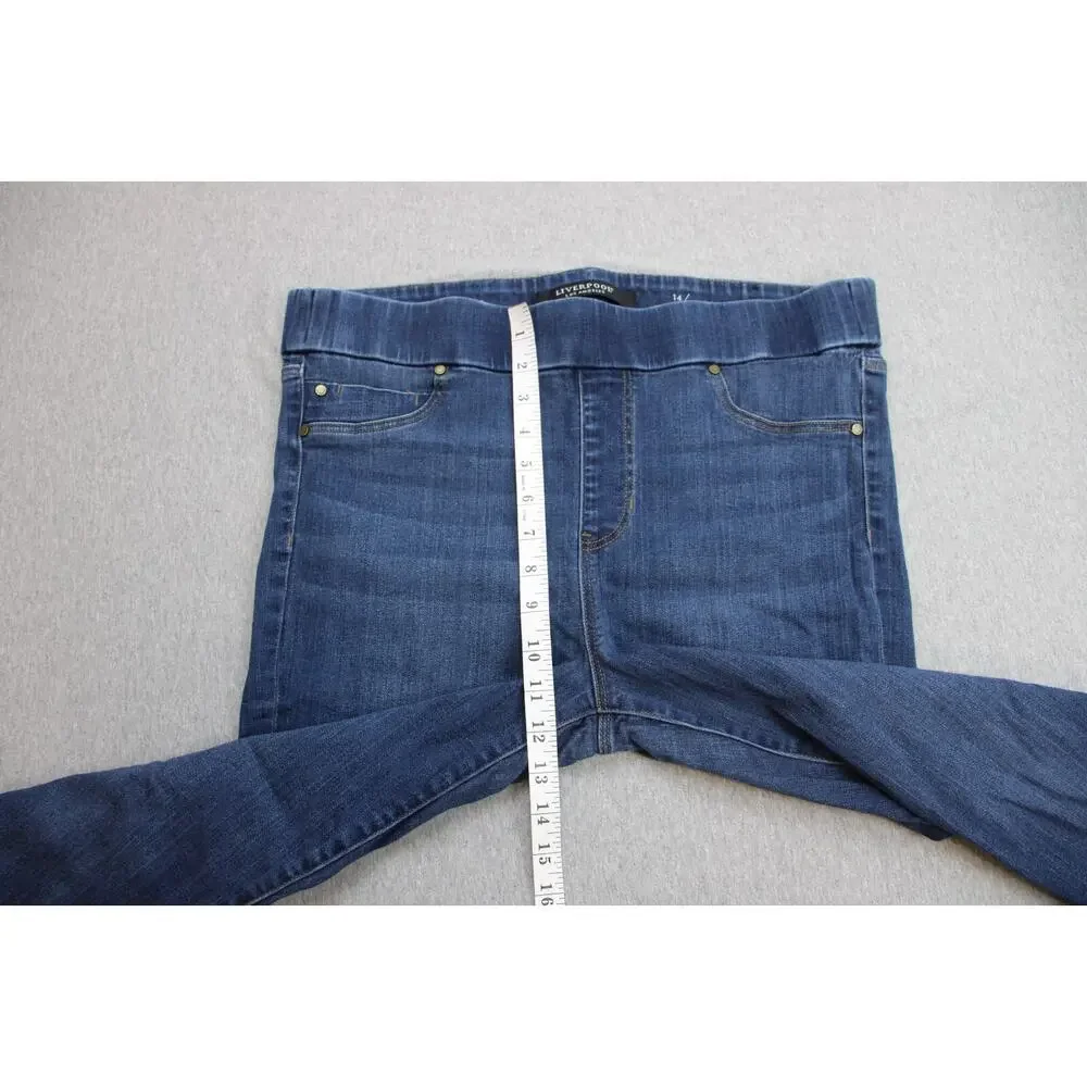 Liverpool Jeans Women 14 / 32 Blue Denim Cotton Casual Dark Wash Pull-On Skinny